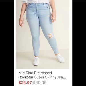Light Wash Rockstar Skinny Jeans NWT